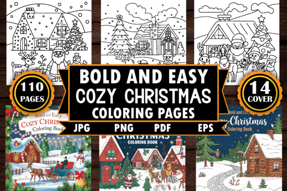 Bold & Easy Cozy Christmas Coloring Pages: A Festive Design Asset