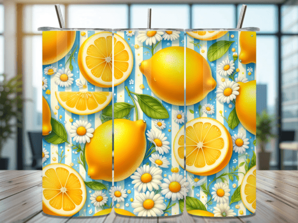 Brighten Your Brand: The Summer Lemon Daisy Floral Tumbler Wrap