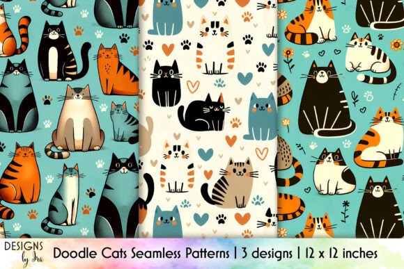 Cat Lover Seamless Patterns: A Designer's Doodle Delight