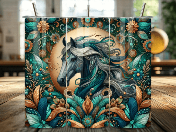 Celestial Moon Spirit Horse Tumbler Wrap: A Design Asset for Dreamers