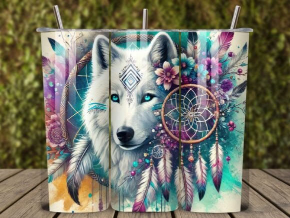 Celestial Wolf Dreamcatcher Tumbler: A Design Asset with Deep Symbolism