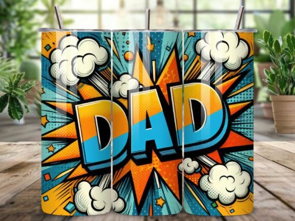 Colorful Comic Supper Dad Tumbler Wraps: A Bold Design Asset