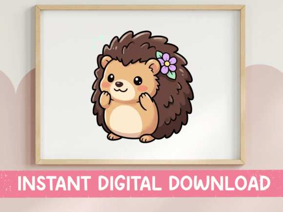 Cute Hedgehog with Flower SVG: Sweet Woodland Nursery Art