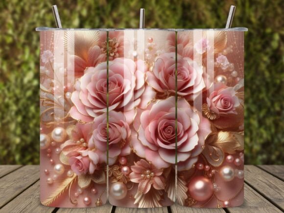 Elegant Rose 20oz Tumbler Wrap: A Floral Design for Your Business
