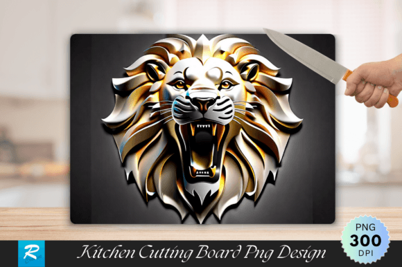 Elevate Your Kitchen Projects with a 3D Lion Face Cutting Board PNG