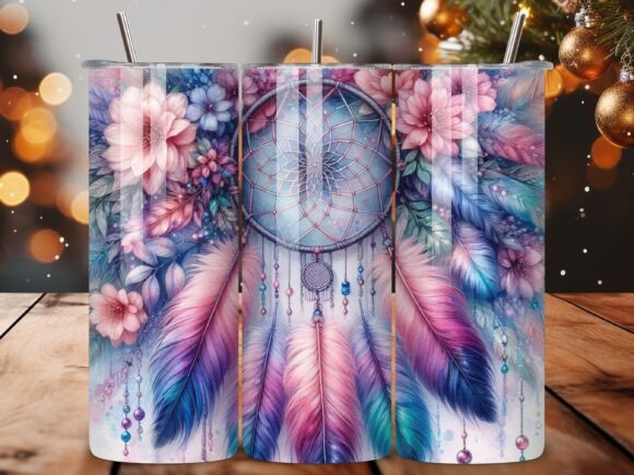 Embrace Bohemian Charm: The Watercolor Dreamcatcher Tumbler Wrap