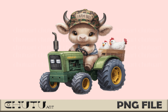 Farm Boy Cow PNG: Crafting Rustic Charm with Cute Tractor Art