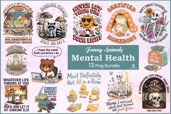 Funny Animals & Mental Health PNGs: Your Creative Toolkit