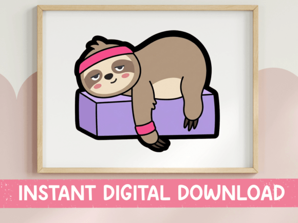 Lazy Sloth Yoga Workout Sticker: Your New Favorite Design Asset