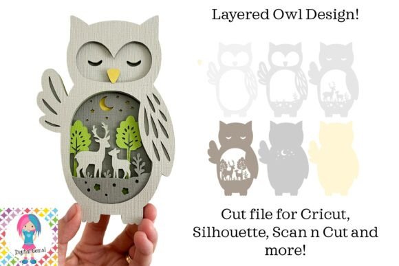 Owl Layered Design: A Cardstock Cut File for Woodland Charm