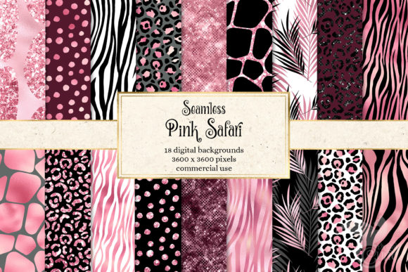 Pink Safari Digital Paper: Where Wild Textures Meet Shimmering Style