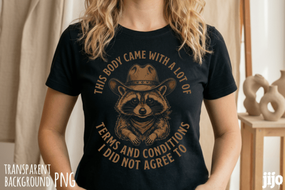 Raccoon Cowboy Humor Vintage PNG: Unleash Your Wild West Fun
