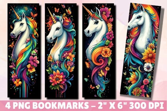 Unicorn with Colorful Swirls Bookmark: A Magical Design Asset