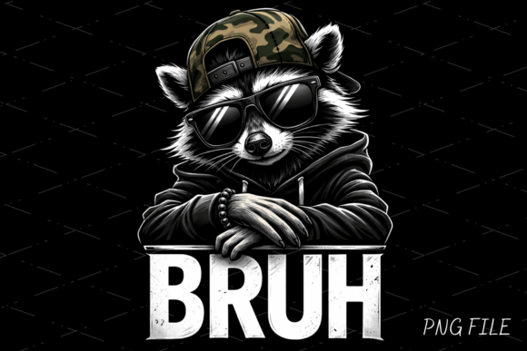 Unleash Streetwear Humor with the Funny Cool Raccoon Bruh PNG