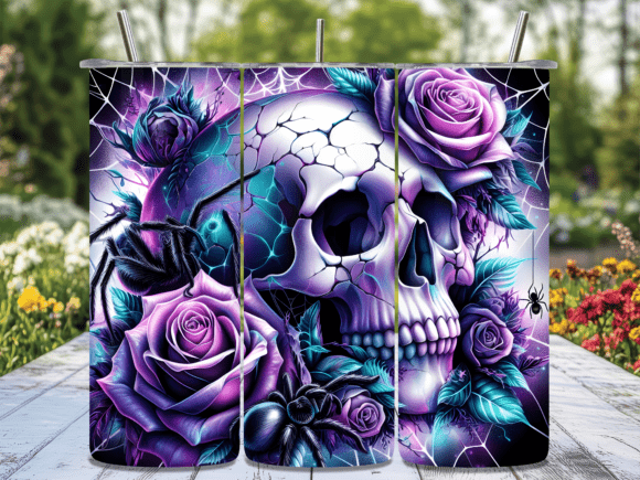 Unveiling the Gothic Floral Skull Tumbler Wrap Design